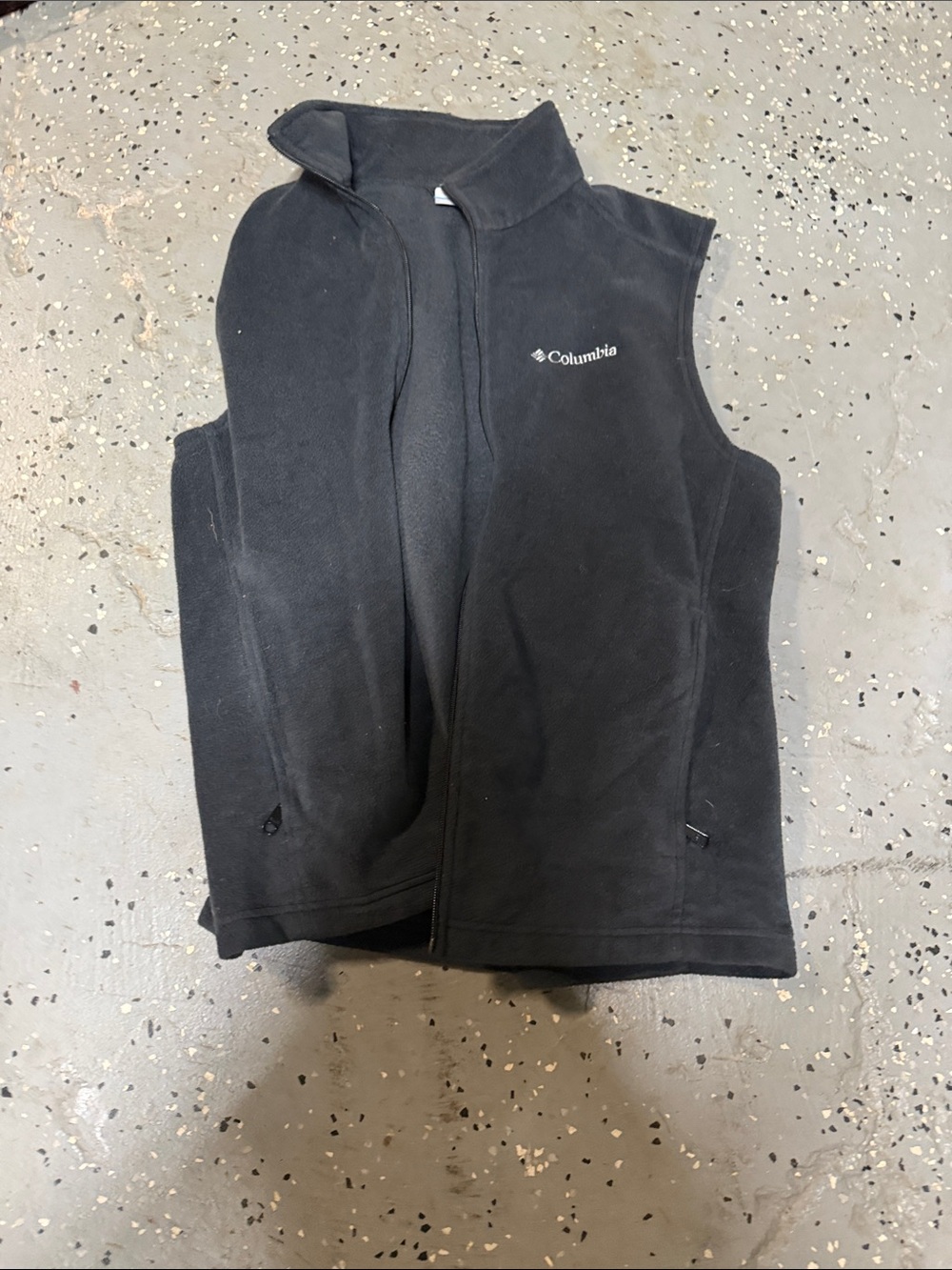 Columbia Black Fleece Zip-Up Vest with Embroidered Logo